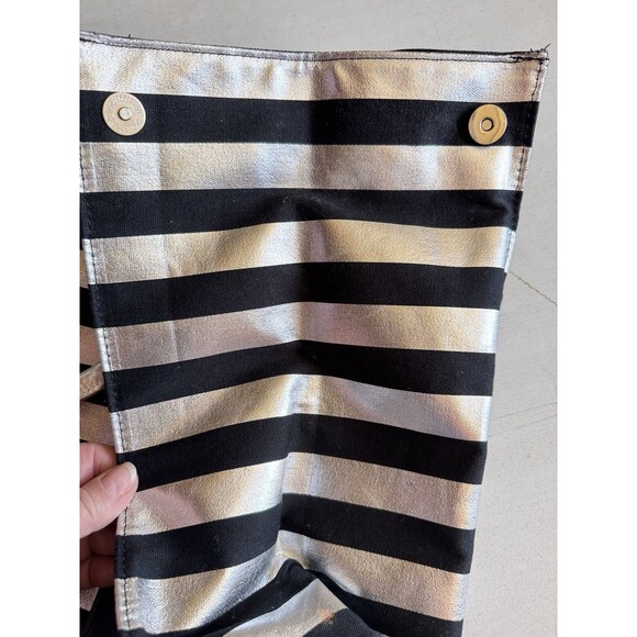 Victoria's Secret Black Metallic Sliver Weekender Bag Travel Vacation Beach Work - Picture 5 of 8